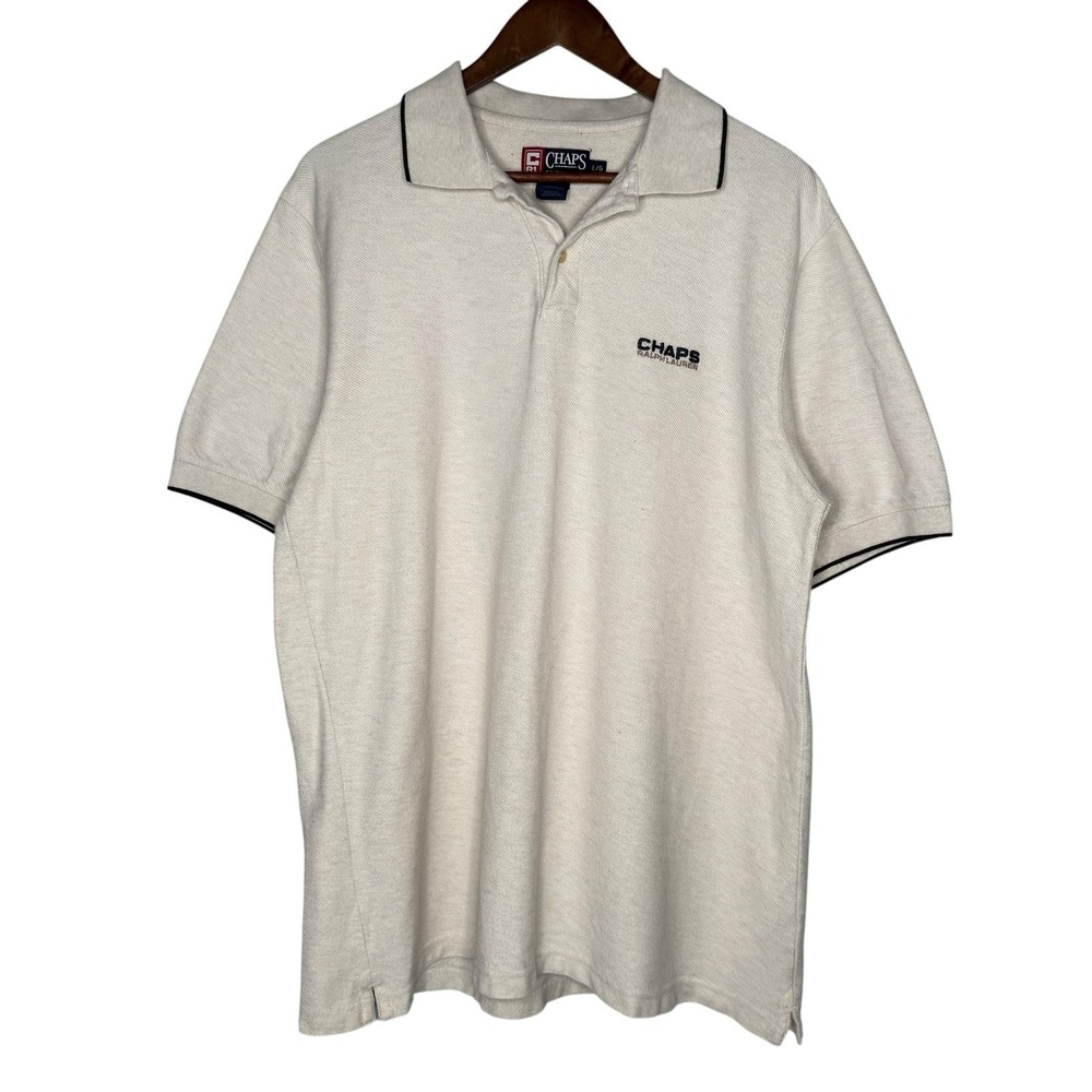Vintage Chaps Ralph Lauren‎ Polo Shirt Mens L Short Sleeve Collared Preppy Twill